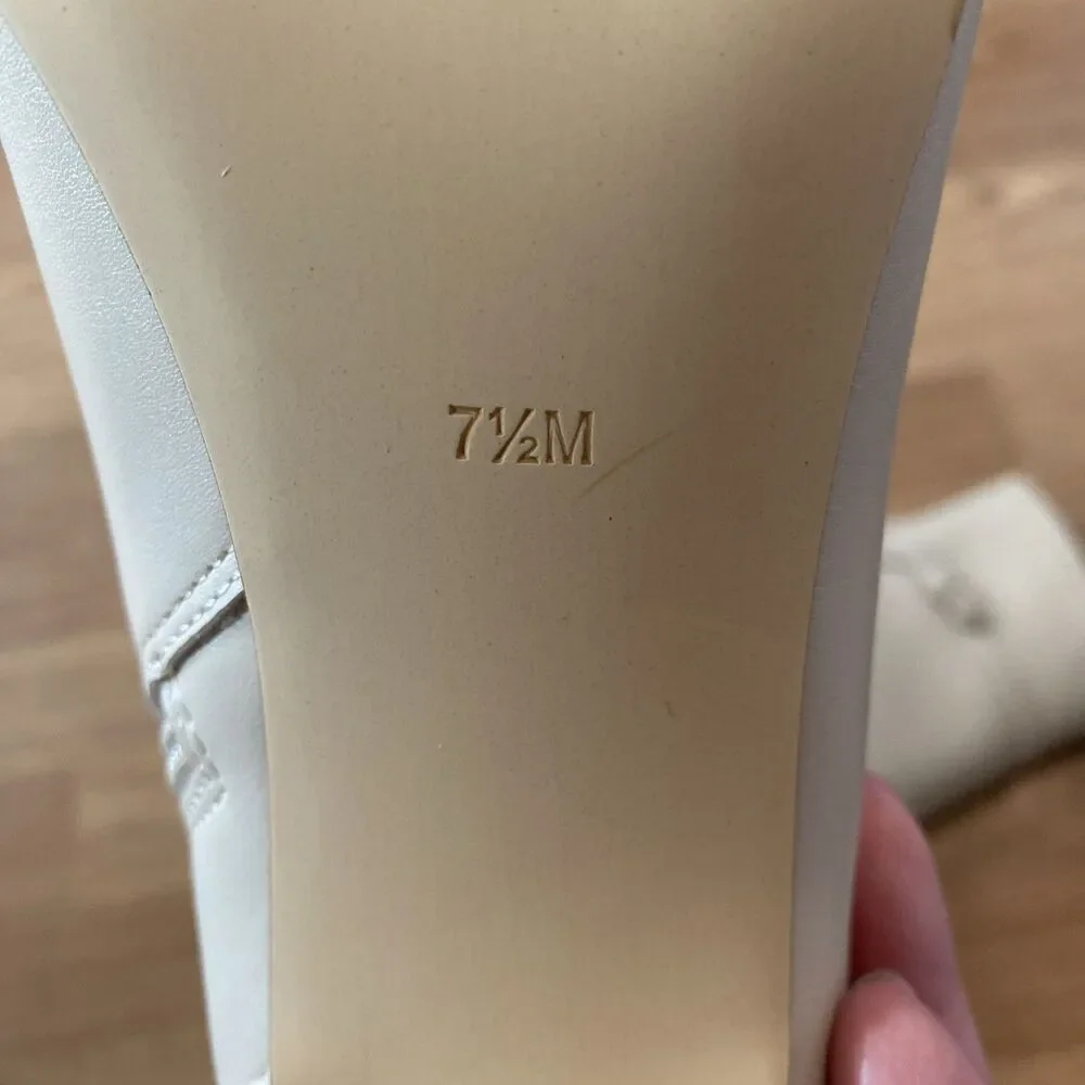 Calvin Klein Women’s Vivera Buckle Strap Stiletto Dress Booties Ivory 7.5M NIB - Picture 9 of 10